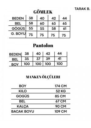 Kadın Luna Oversize Gömlek Pantolon Takım - Turuncu 38-44 Beden