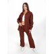 Kadın Luna Oversize Gömlek Pantolon Takım - Acı Kahve 38-44 Beden