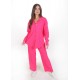 Kadın Luna Oversize Gömlek Pantolon Takım - Fuşya 38-44 Beden