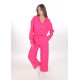 Kadın Luna Oversize Gömlek Pantolon Takım - Fuşya 38-44 Beden