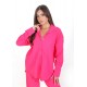 Kadın Luna Oversize Gömlek Pantolon Takım - Fuşya 38-44 Beden