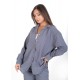 Kadın Luna Oversize Gömlek Pantolon Takım - Füme 38-44 Beden