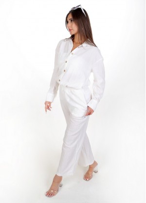 Kadın Luna Oversize Gömlek Pantolon Takım - Ketenli 38-44 Beden