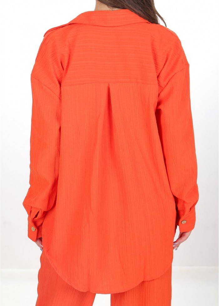 Kadın Luna Oversize Gömlek Pantolon Takım - Turuncu 38-44 Beden