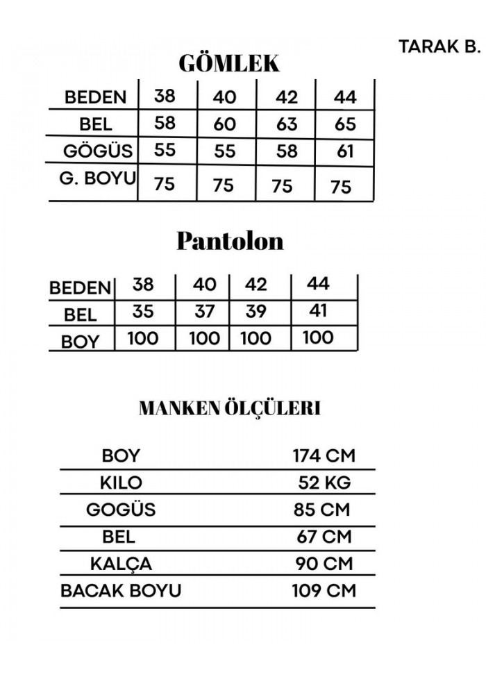 Kadın Luna Oversize Gömlek Pantolon Takım - Ketenli 38-44 Beden