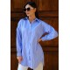 Oversize Çizgili Poplin Gömlek - Bebe Mavisi 