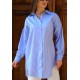 Oversize Çizgili Poplin Gömlek - Bebe Mavisi 