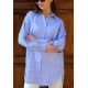 Oversize Çizgili Poplin Gömlek - Bebe Mavisi 