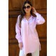Oversize Çizgili Poplin Gömlek - Pudra 