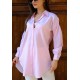 Oversize Çizgili Poplin Gömlek - Pudra 