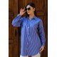 Oversize Çizgili Poplin Gömlek – Saks Mavisi