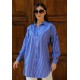 Oversize Çizgili Poplin Gömlek – Saks Mavisi