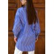 Oversize Çizgili Poplin Gömlek – Saks Mavisi
