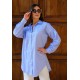 Kadın Oversize İnce Çizgili Poplin Gömlek – Bebe Mavi