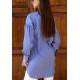Kadın Oversize İnce Çizgili Poplin Gömlek – Saks Mavisi