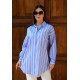 Kadın Oversize Kalın Çizgili Poplin Gömlek – Bebe Mavi