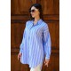 Kadın Oversize Kalın Çizgili Poplin Gömlek – Bebe Mavi