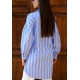 Kadın Oversize Kalın Çizgili Poplin Gömlek – Bebe Mavi