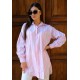 Kadın Oversize Kalın Çizgili Poplin Gömlek – Pudra