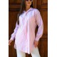 Kadın Oversize Kalın Çizgili Poplin Gömlek – Pudra