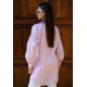 Kadın Oversize Kalın Çizgili Poplin Gömlek – Pudra