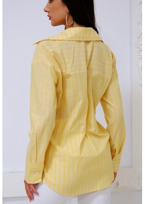 İnce Çizgili Pamuk Gömlek – Sarı