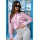 Oversize Kalın Çizgili Pamuk Gömlek – Kırmızı