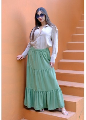 Soft Nature Kadın Katlı Yeşil Etek