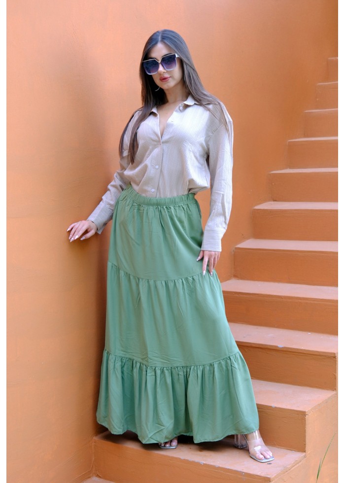 Soft Nature Kadın Katlı Yeşil Etek