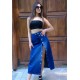 Bold Cut Yandan Düğmeli Denim Etek – Koyu Mavi