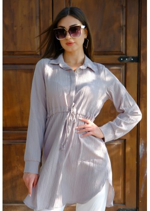 Kadın Fit Şık ve Rahat Bağlamalı Tunik – Gri