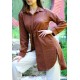 Kadın Fit Şık ve Rahat Bağlamalı Tunik – Kahverengi
