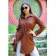 Kadın Fit Şık ve Rahat Bağlamalı Tunik – Kahverengi