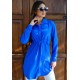 Kadın Fit Şık ve Rahat Bağlamalı Tunik – Saks Mavisi