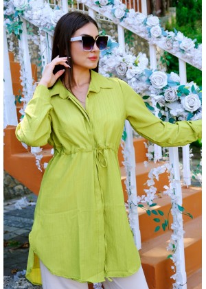 Kadın Fit Şık ve Rahat Bağlamalı Tunik – Yağ Yeşili