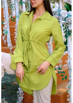 Kadın Fit Şık ve Rahat Bağlamalı Tunik – Yağ Yeşili