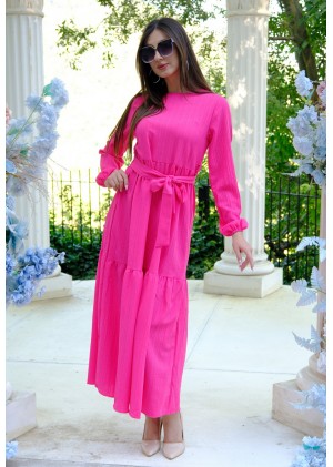 Royal Bloom – Kadın Elegance Kuşak Detaylı Elbise – Fuşya