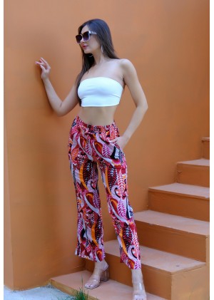 Kadın Bohem Yazlık Viskon Pantolon – Renk Seçenekli - Desen1
