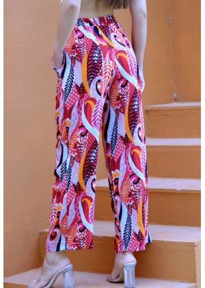 Kadın Bohem Yazlık Viskon Pantolon – Renk Seçenekli - Desen1