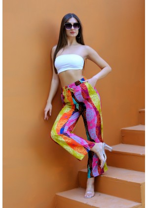 Kadın Bohem Yazlık Viskon Pantolon – Renk Seçenekli - Desen10