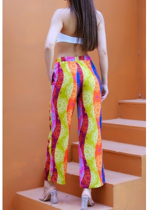 Kadın Bohem Yazlık Viskon Pantolon – Renk Seçenekli - Desen10