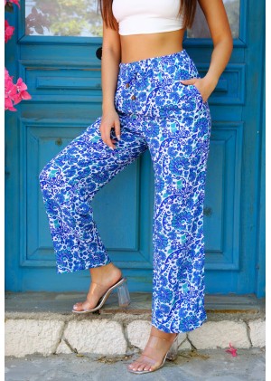 Kadın Bohem Yazlık Viskon Pantolon – Renk Seçenekli - Desen19