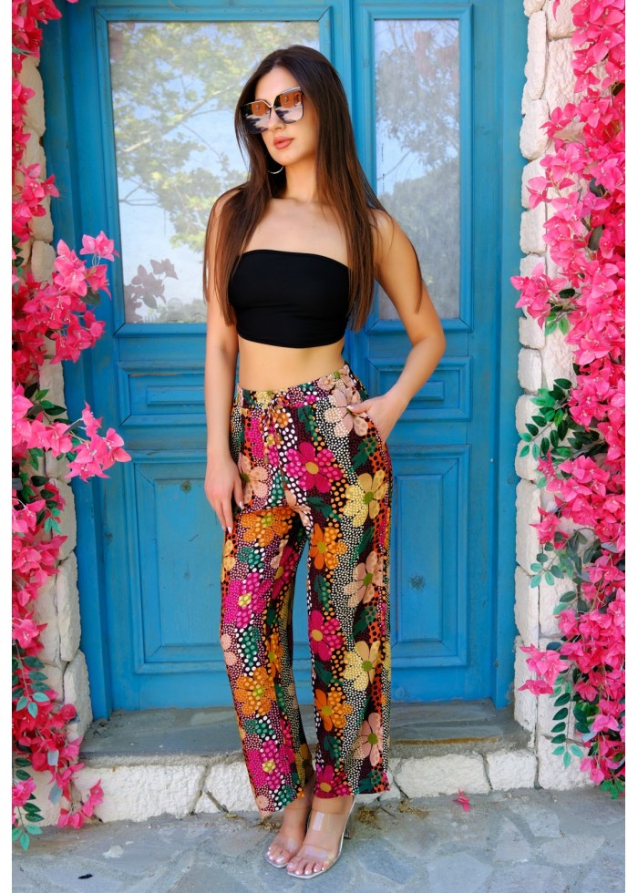 Kadın Bohem Yazlık Viskon Pantolon – Renk Seçenekli - Desen24