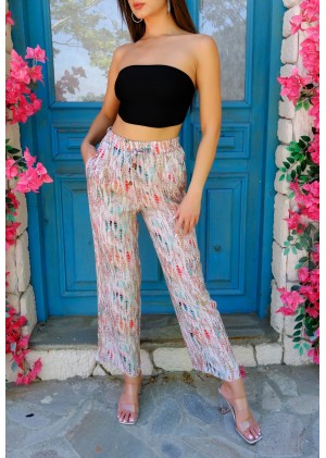 Kadın Bohem Yazlık Viskon Pantolon – Renk Seçenekli - Desen31