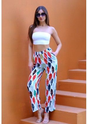 Kadın Bohem Yazlık Viskon Pantolon – Renk Seçenekli - Desen5