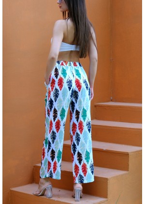 Kadın Bohem Yazlık Viskon Pantolon – Renk Seçenekli - Desen5