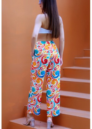 Kadın Bohem Yazlık Viskon Pantolon – Renk Seçenekli - Desen7