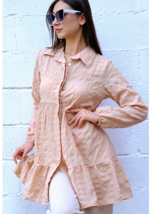 Zarif Duruş – Gofre Tunik – Bej