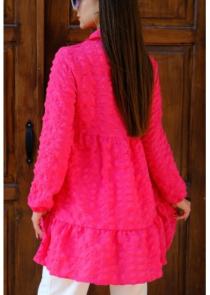 Zarif Duruş – Gofre Tunik – Fuşya