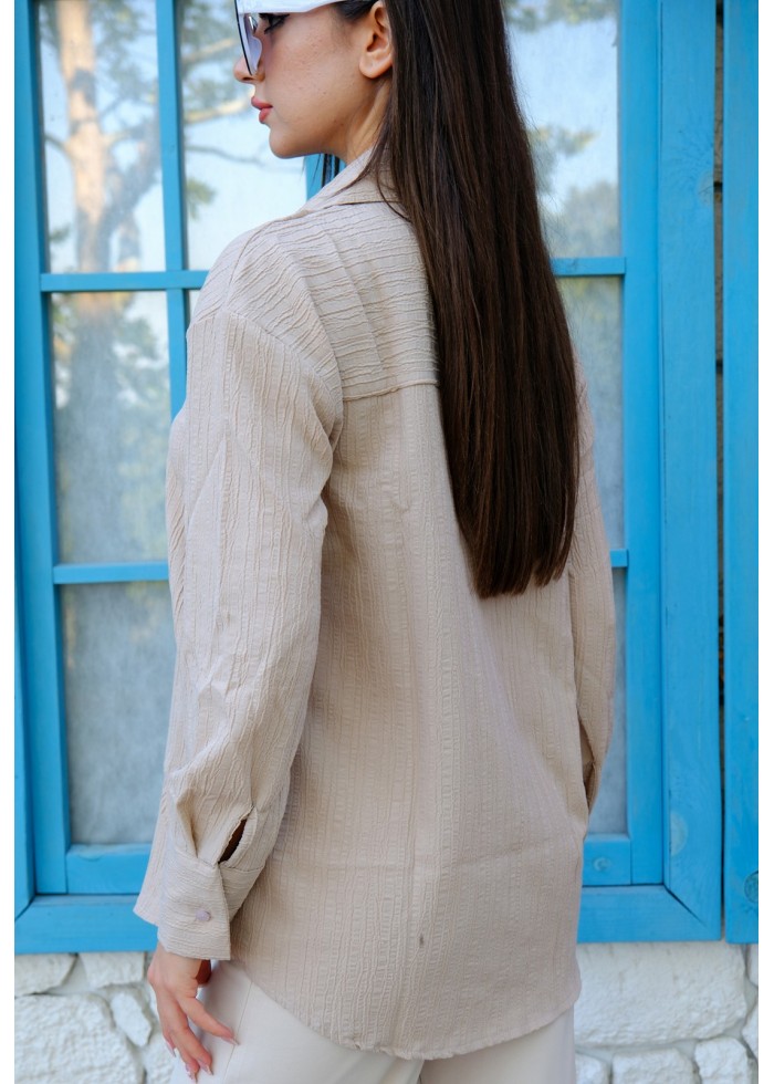Oversize Kadın Gömlek – Bej